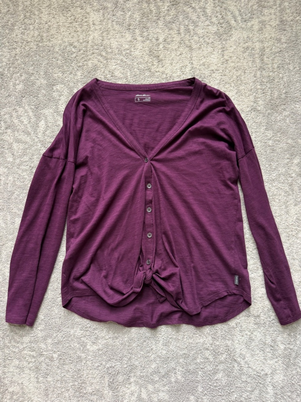 Eddie Bauer Purple Button-Down Shirt - front tie - size S